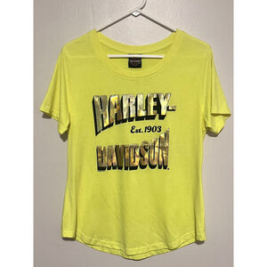 Harley Davidson Wisconsin Dells T-Shirt Women's Large Yellow Gold Reel Brothers